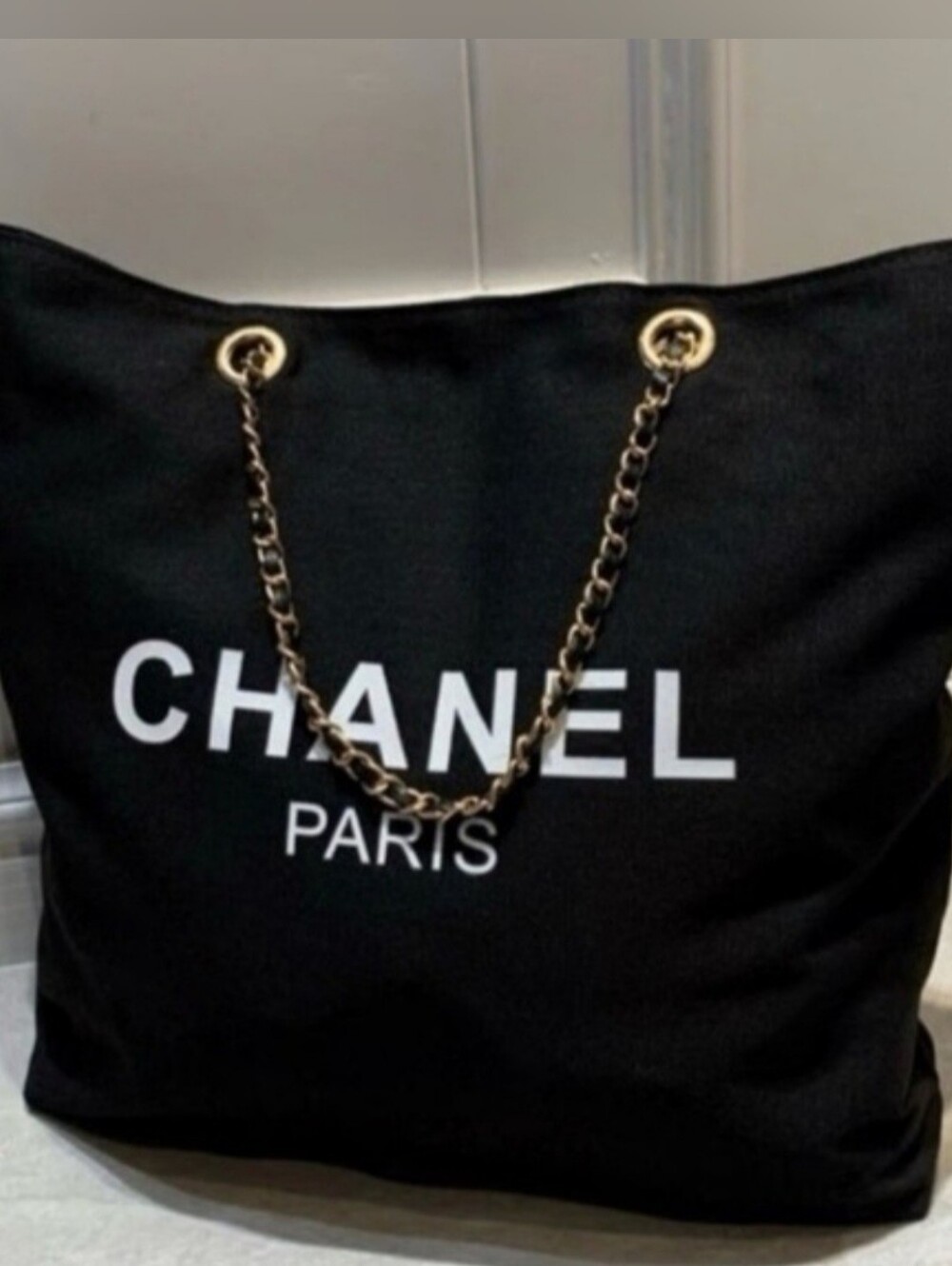Paris Canvas Tote With Gold Hardware